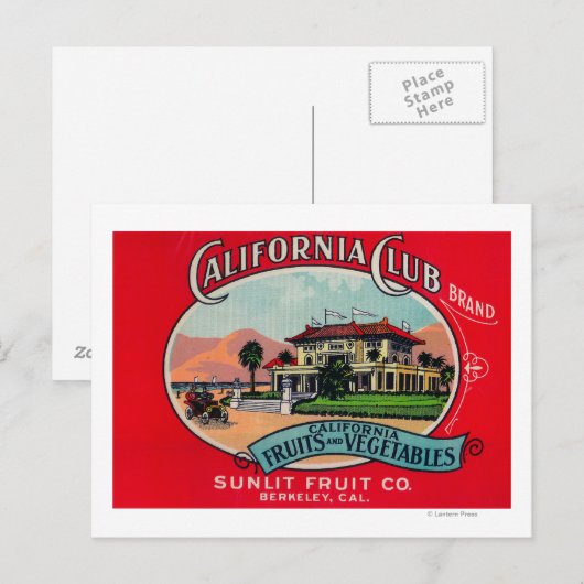 California Club Can LabelBerkley, CA Briefkaart (Voorkant / Achterkant)