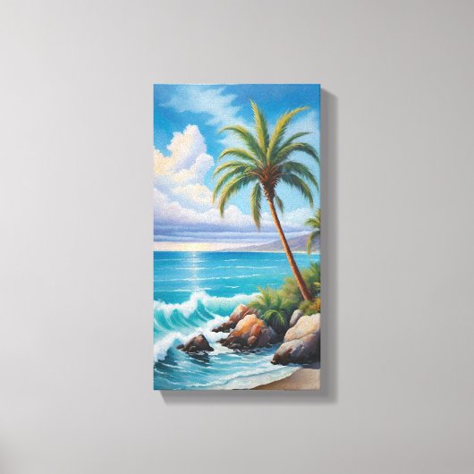 California Coast Palm Tree Canvas Muurkunst (Voorkant)