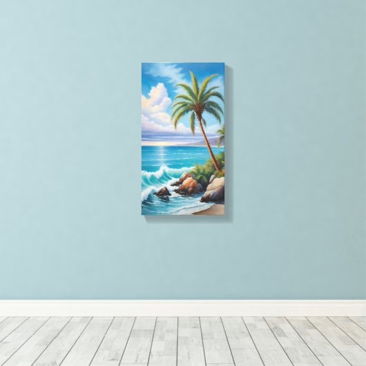 California Coast Palm Tree Canvas Muurkunst (Insitu (Houten vloer))