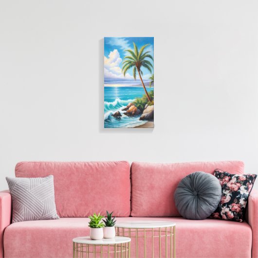 California Coast Palm Tree Canvas Muurkunst (Insitu (Woonkamer))