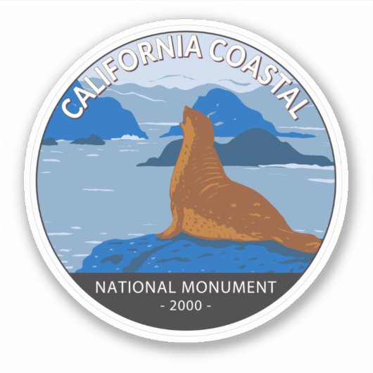 California Coastal National Monument Cirument Retr Sticker (Voorkant)