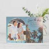 California Coastal Photo Beach Wedding Save The Date (Staand voorkant)