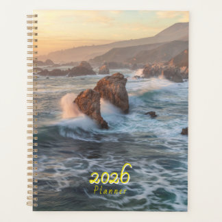 California Coastline Sunset with Crashing Waves  Planner