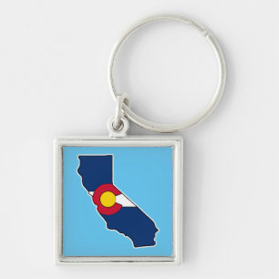 California Colorado vlag vierkant metaal sleutelha Sleutelhanger