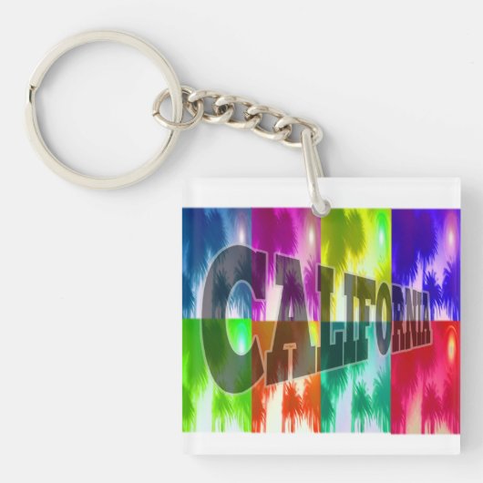 "California" Colorful Palms Sleutelhanger (voorkant)