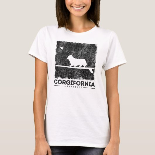 California Corgifornia Corgi Surfboard T-Shirt (Voorkant)