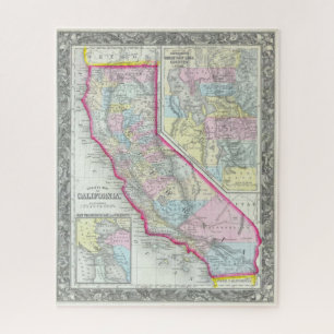  California County Map, door Mitchell, 1860: Legpuzzel
