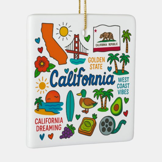 California Custom Family Trip Keepsake Kerstmis Keramisch Ornament (Rechts)