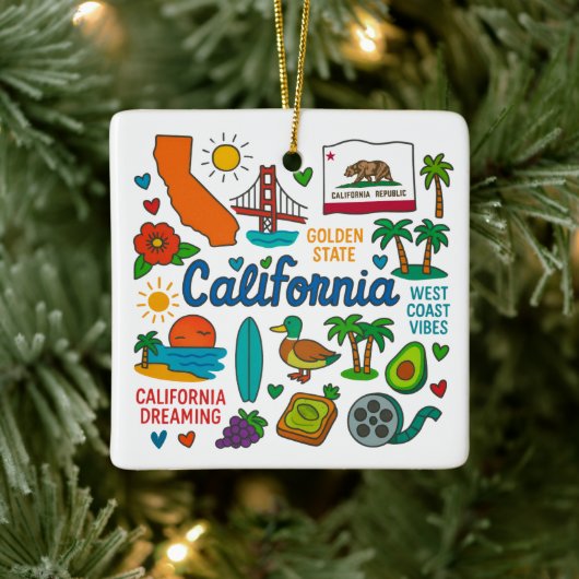 California Custom Family Trip Keepsake Kerstmis Keramisch Ornament (Boom)