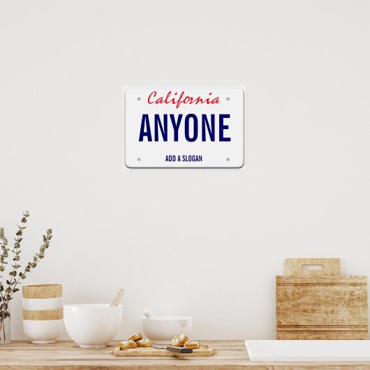California Custom License Bord Poster (Keuken)