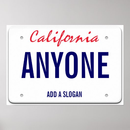 California Custom License Bord Poster (Voorkant)