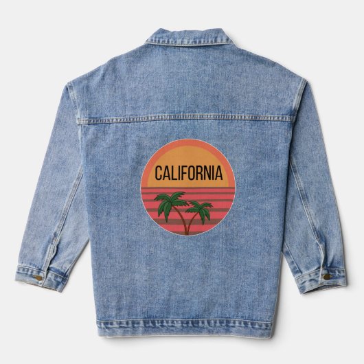 California Cute Design Gift Ideeën Sunset Palms Denim Jacket (Achterkant)