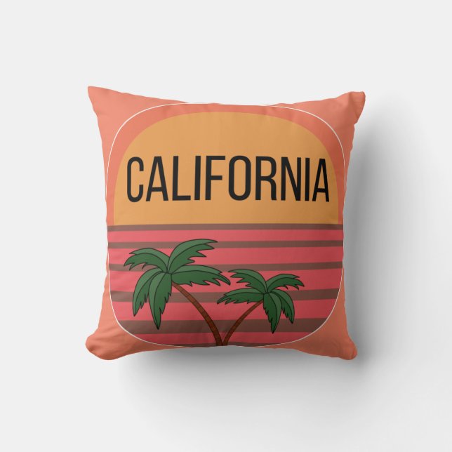 California Cute Design Gift Ideeën Sunset Palms Kussen (Voorkant)