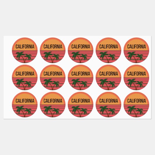 California Cute Design Gift Ideeën Sunset Palms Labels (Vel)