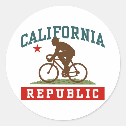 California Cycling Male Ronde Sticker (Voorkant)