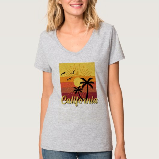 California Design - T-shirt met V-hals voor dames (Voorkant)