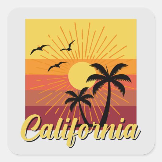 California Design - Vierkante Stickers (Voorkant)