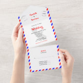 California Destination Wedding Airmail All In One Uitnodiging (Afscheurbaar)