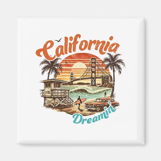 California Dreamin' - Kustbrug, strand Magneet (Voorkant)