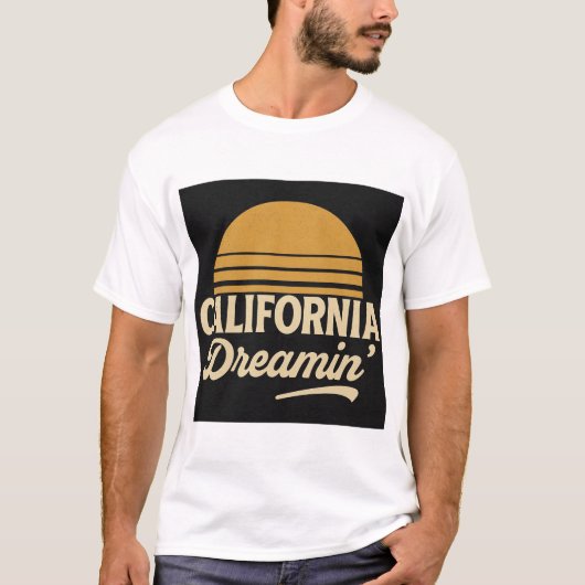 California Dreamin’ Retro Sunset Des T-shirt (Voorkant)