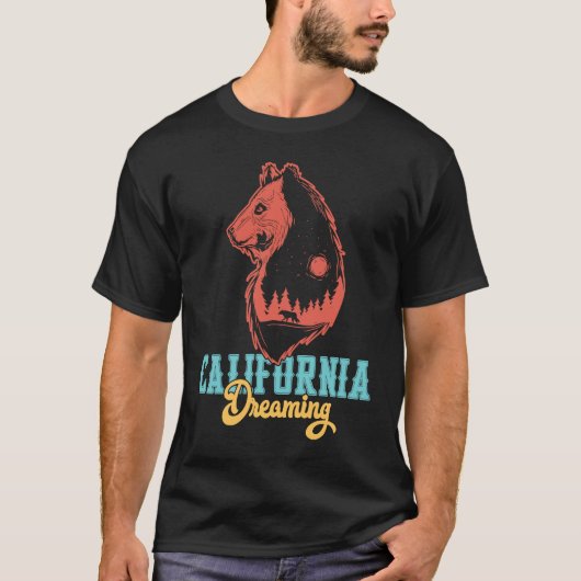 California Dreaming! California Bear! Camping And  T-shirt (Voorkant)