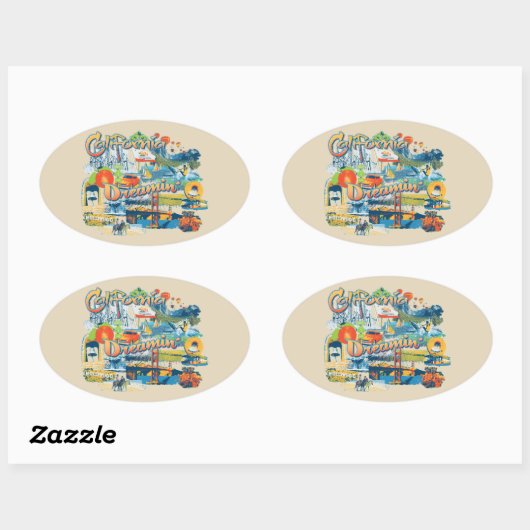 California Dreaming Ovale Sticker (Vel)