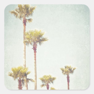 California Dreaming Retro Palm Tree Fotografie Vierkante Sticker