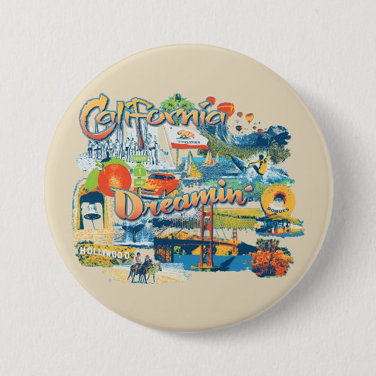 California Dreaming Ronde Button 7,6 Cm (Voorkant)