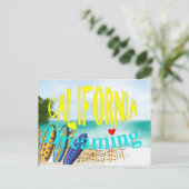 California Dreaming Sunny Zee Sand Surfing Scene Briefkaart (Staand voorkant)