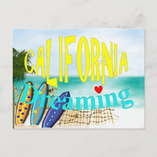 California Dreaming Sunny Zee Sand Surfing Scene Briefkaart (Voorkant)