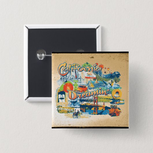 California Dreaming Vierkante Button 5,1 Cm (Voorkant /achterkant)