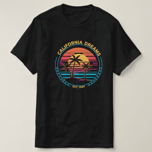 California Dreams 1980 - zonsondergang T-shirt (Design voorkant)