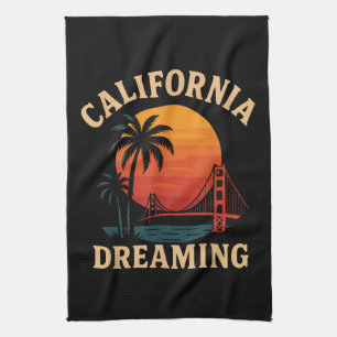 California dromen Golden Gate Bridge Zonsondergang Theedoek