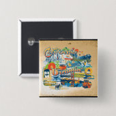 California Dromen Vierkante Button 5,1 Cm (Voorkant /achterkant)