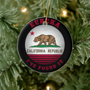 CALIFORNIA EUREKA STATE FLAG KERAMISCH ORNAMENT