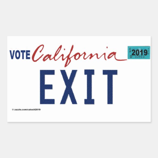 CALIFORNIA EXIT LICENSE BORD STICKER (Voorkant)