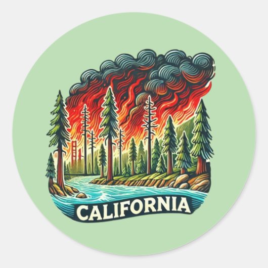 CALIFORNIA FIRE SLEUTELHANGER RONDE STICKER (Voorkant)
