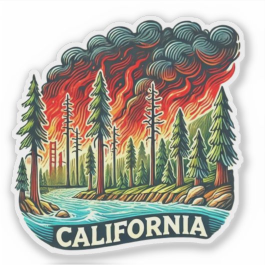 CALIFORNIA FIRE SLEUTELHANGER STICKER (Voorkant)