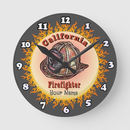 California Firefighter Clock Ronde Klok (Voorkant)
