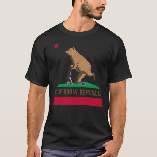 California Flag Bear Scooter Stunt Retro Scooter G T-shirt (Voorkant)