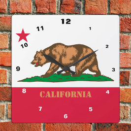 California Flag & California mode /design USA Vierkante Klok