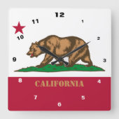 California Flag & California mode /design USA Vierkante Klok (Voorkant)