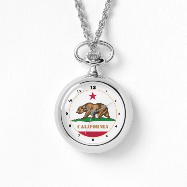 California & Flag, Californië mode USA /design Horloge (Voorkant)