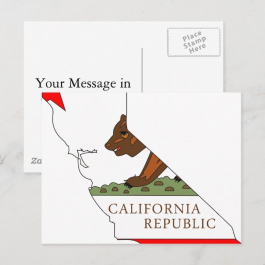 California Flag Map Briefkaart (Voorkant / Achterkant)