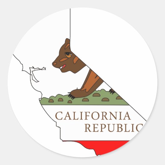 California Flag Map Ronde Sticker (Voorkant)