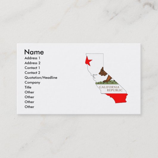 California Flag Map Visitekaartje (Voorkant)