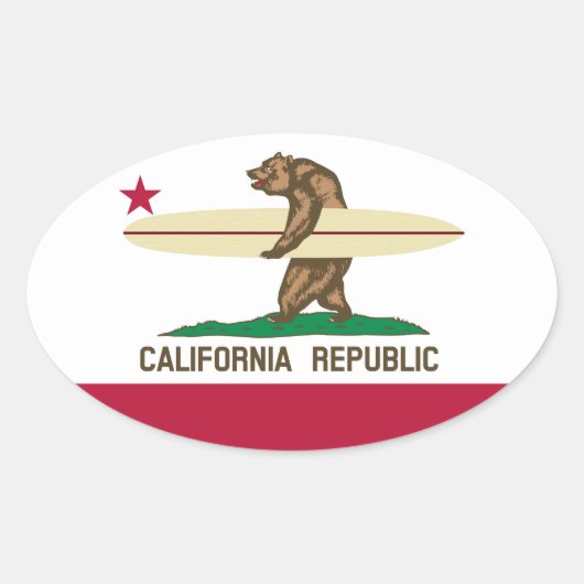 California Flag Surfer Beer Ovaal Sticker (Voorkant)