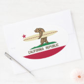 California Flag Surfer Beer Ovaal Sticker (Envelop)