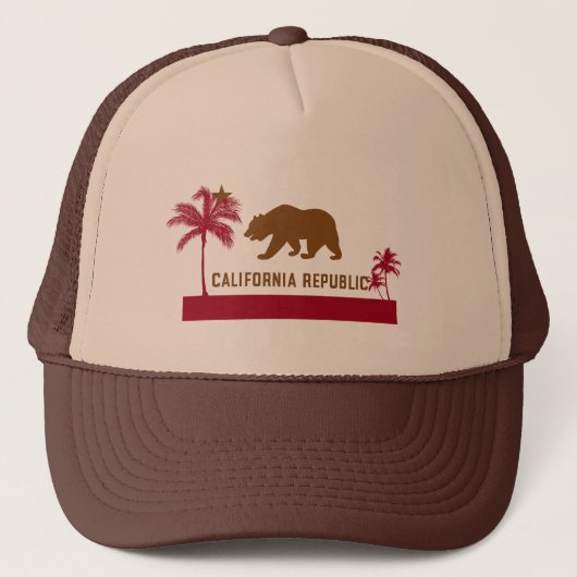 California Flag T-Shirt - Palm Trees & Beach Trucker Pet (Voorkant)