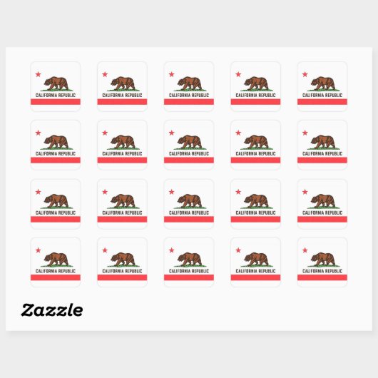 CALIFORNIA FLAG VIERKANTE STICKER (Vel)